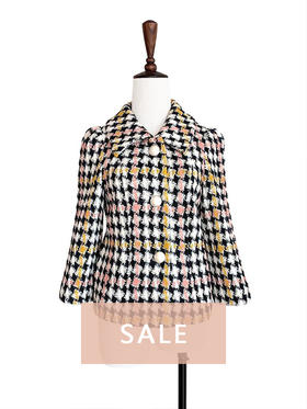 TYNVIE 小翻领复古短外套 - 格纹