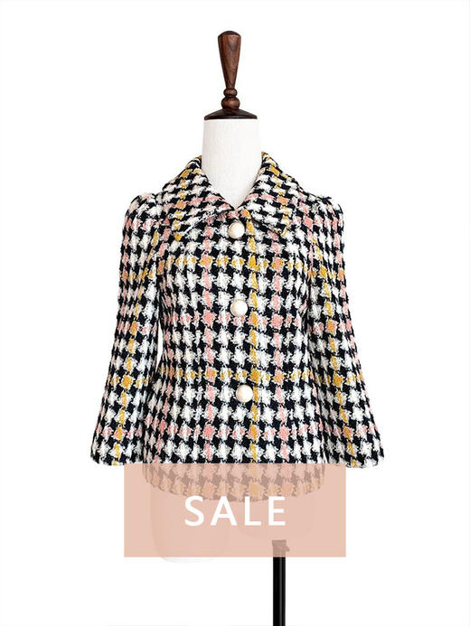 TYNVIE 小翻领复古短外套 - 格纹 商品图0