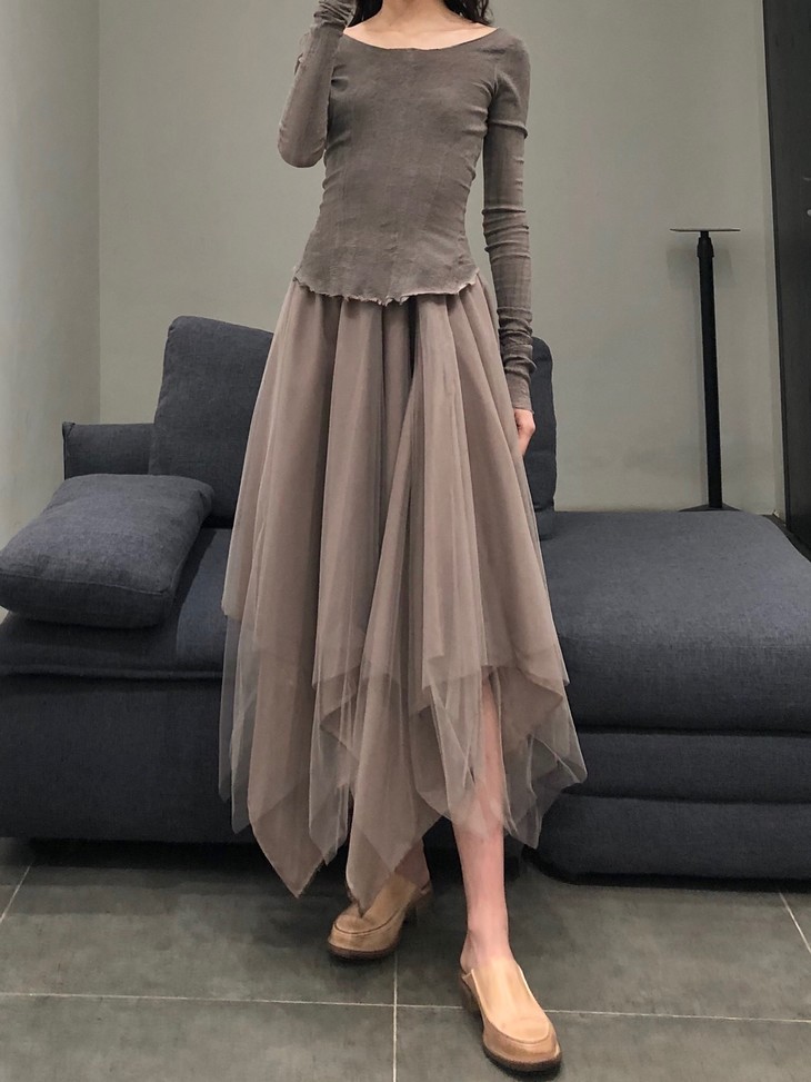 marclebihan2590薄纱半裙灰藕色granit