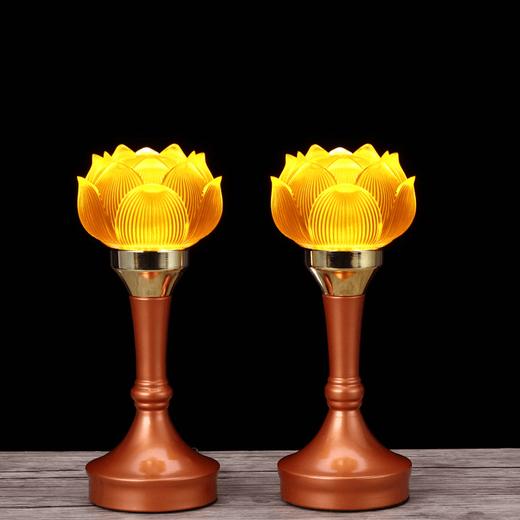 古法琉璃莲花灯烛台灯架高脚长明灯03