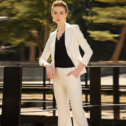 IWY/白色条纹西装套装日常通勤工作服201025C1+201025P3+201024B3 商品图2