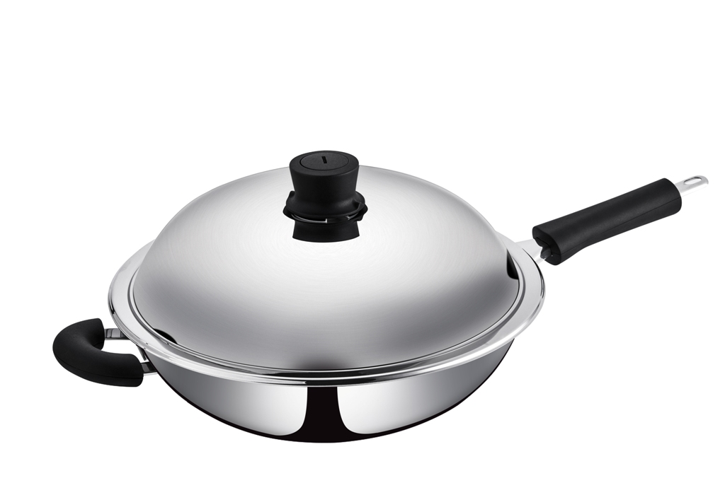 cizzle喜时【大师】304不锈钢炒锅五层钢家用无涂层电磁炉煤气32cm炒菜锅