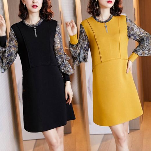 NYL-4690093新款韩版时尚洋气假两件圆领大码胖mm印花连衣裙 商品图1