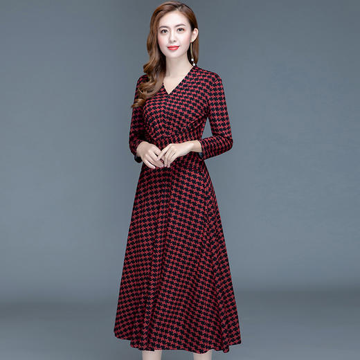 修身显瘦，韩版气质千鸟格连衣裙YW-KED-93A40 商品图4