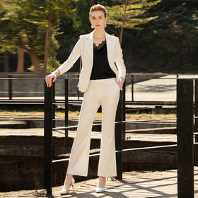 IWY/白色条纹西装套装日常通勤工作服201025C1+201025P3+201024B3