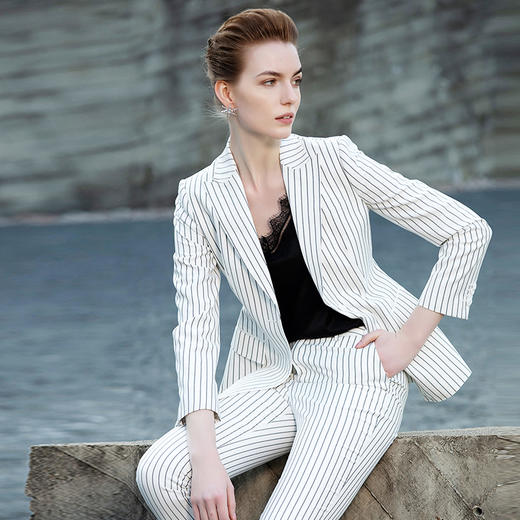 IWY/白色条纹西装套装201006CP1+201024B3 商品图6