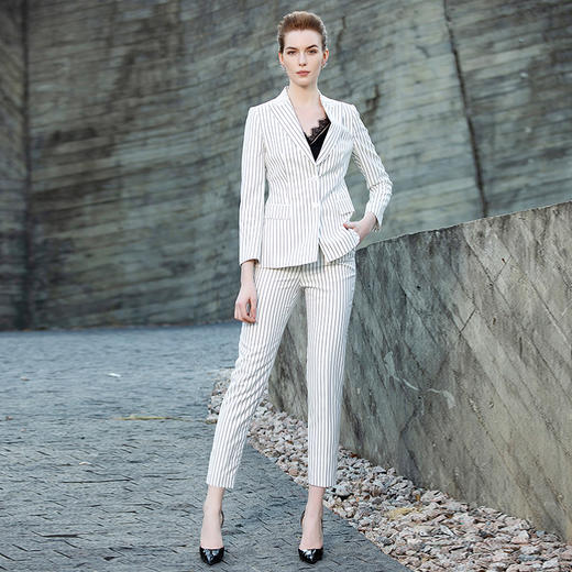 IWY/白色条纹西装套装201006CP1+201024B3 商品图0