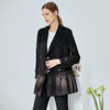 EITIE爱特爱春季新款通勤时尚拼接翻领双排扣西装外套女中长6104802 商品缩略图2