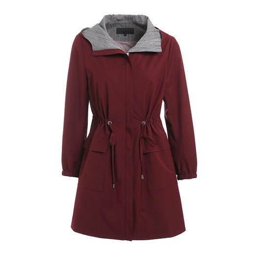 乔万尼时尚流行风衣中长款春季新款收腰修身连帽外套ES1A001 商品图4