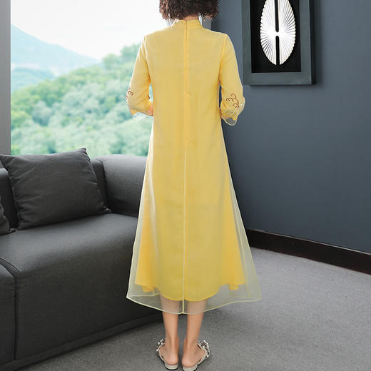 中式复古，刺绣欧根纱改良版连衣裙YFN-5007 商品图3