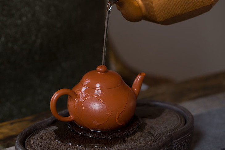 茶香记赵庄朱泥梨形紫砂壶王美琴宜兴皱皮朱泥玩家级泥料