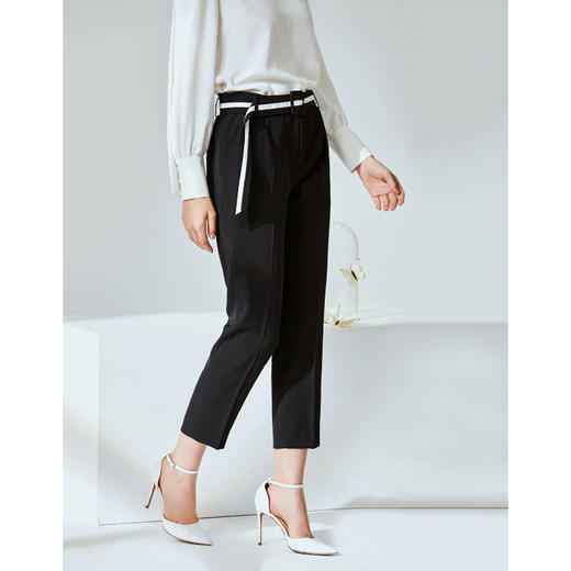 下架-EITIE爱特爱春季新款通勤职业纯色直筒裤九分裤女裤显瘦百搭A2005411 商品图3