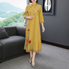 复古中国风，改良刺绣旗袍中长款修身连衣裙YFN-19513 商品缩略图1