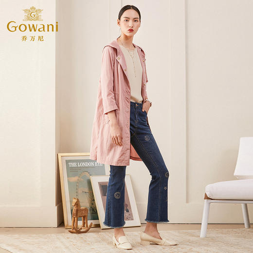 乔万尼春季新款风衣女时尚流行直筒休闲连帽外套ES1A006 商品图2