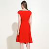 EITIE爱特爱女装夏季新款红色荷叶边修身显瘦一字领连衣裙薄5907615  商品缩略图2