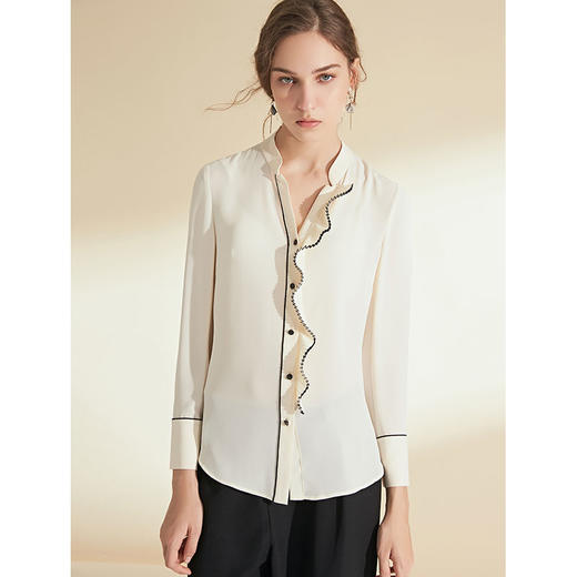 故障 EITIE爱特爱女装冬季复古港味荷叶花边很仙的衬衫上衣白6009707 商品图1