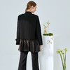 EITIE爱特爱春季新款通勤时尚拼接翻领双排扣西装外套女中长6104802 商品缩略图4