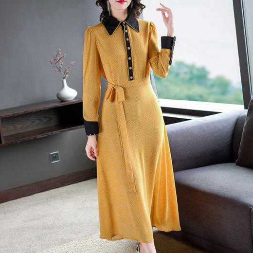 NYL-133521新款时髦修身显瘦法式小众很仙女的中长款过膝连衣裙 商品图0