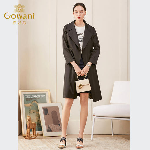 乔万尼风衣女春季新款修身英伦风长款过膝直筒休闲外套ES1A005 商品图2