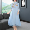 中式复古，刺绣欧根纱改良版连衣裙YFN-5007 商品缩略图0