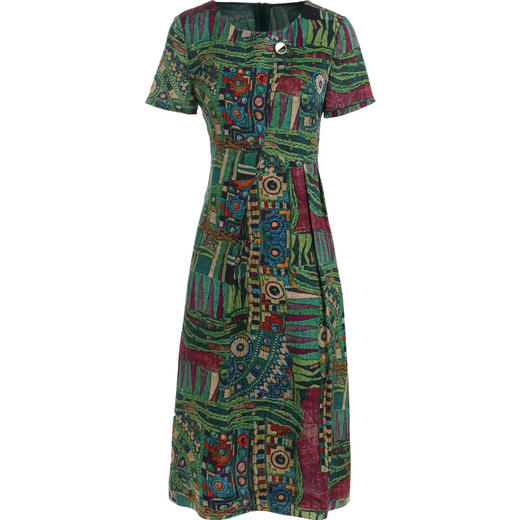 乔万尼新款夏装时尚印花桑蚕丝宽松直筒真丝连衣裙中长款ES2E177 商品图4