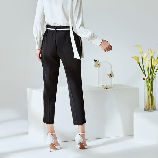 下架-EITIE爱特爱春季新款通勤职业纯色直筒裤九分裤女裤显瘦百搭A2005411 商品图4