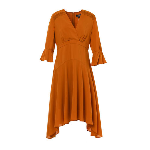 EITIE爱特爱女装夏季新品荷叶短袖收腰不规则时尚V领连衣裙5907634 商品图3