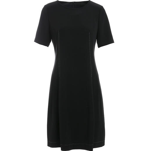 乔万尼春季新款短袖连衣裙女简约大气气质修身百搭小黑裙中长ES1E016 商品图4