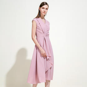 EITIE爱特爱女装夏季新高腰显瘦无袖荷叶边V领时尚长款连衣裙5907621 