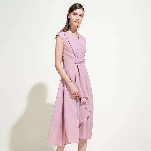 EITIE爱特爱女装夏季新高腰显瘦无袖荷叶边V领时尚长款连衣裙5907621  商品图0