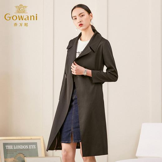 乔万尼风衣女春季新款修身英伦风长款过膝直筒休闲外套ES1A005 商品图1