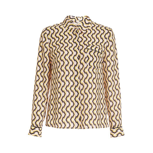 EITIE爱特爱女装秋季新款设计感小众简约时尚复古印花衬衫薄6009704 商品图4