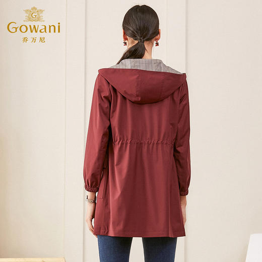 乔万尼时尚流行风衣中长款春季新款收腰修身连帽外套ES1A001 商品图3