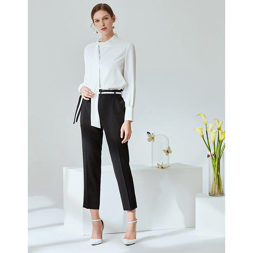 下架-EITIE爱特爱春季新款通勤职业纯色直筒裤九分裤女裤显瘦百搭A2005411 商品图1