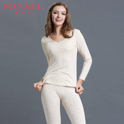 熳洁儿 保暖内衣女秋衣秋裤美体修身薄款打底家居棉衫秋冬女士套装17707203 商品图0