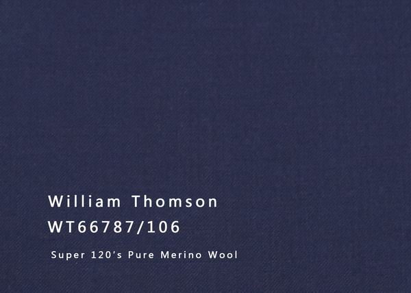 WT66787-106 纯毛高支花呢 【蓝色 素色 斜纹 W100】(901)