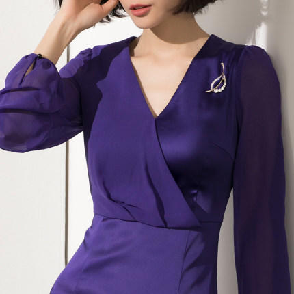 孤品-颈袖添香年春季新品新款女装时尚OL职业装包臀修身女士连衣裙J3542A（）不退可换 商品图1