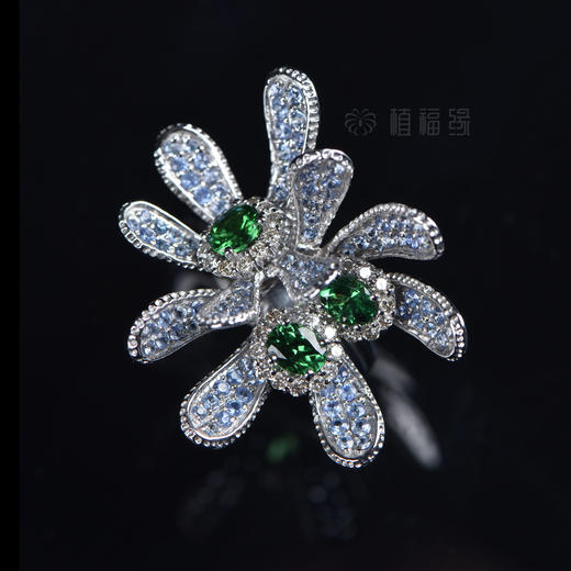 雏菊彩宝绿花戒指cb909255