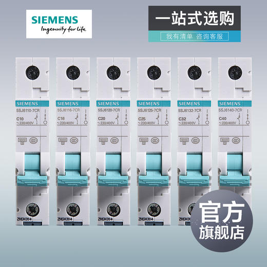 西门子绿色断路器小型家用空开1P10/16/20/25/32/40A单进单出一站式选购 商品图0