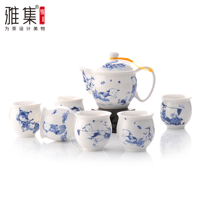 雅集七头牡丹景德镇陶瓷茶具 整套功夫茶具茶壶品茶杯 礼盒套装