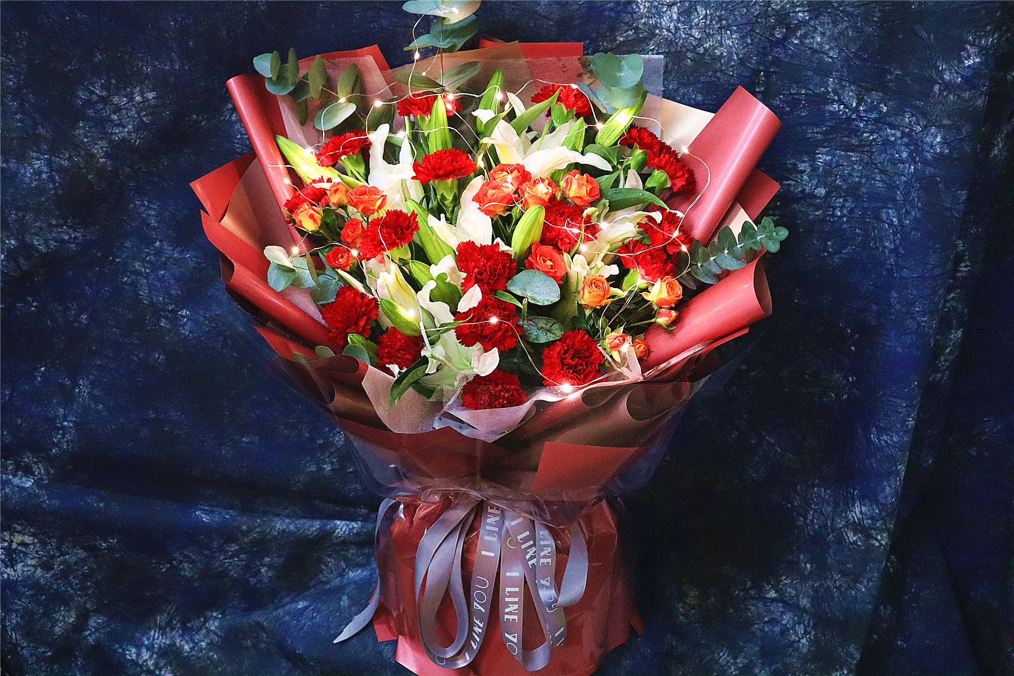 感恩密码----6百合18康乃馨花束六选一