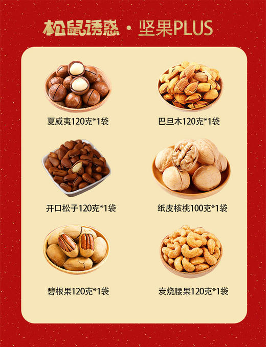 【年货佳选】松鼠诱惑 坚果PLUS(礼盒装) 6种坚果720GJPY带授权招加盟代理 商品图4