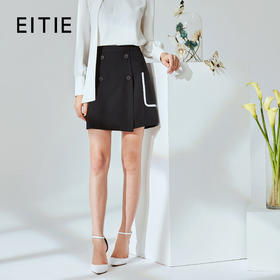 EITIE爱特爱春季新款时尚百搭通勤职业线条装饰短裤女裤裙A2006413