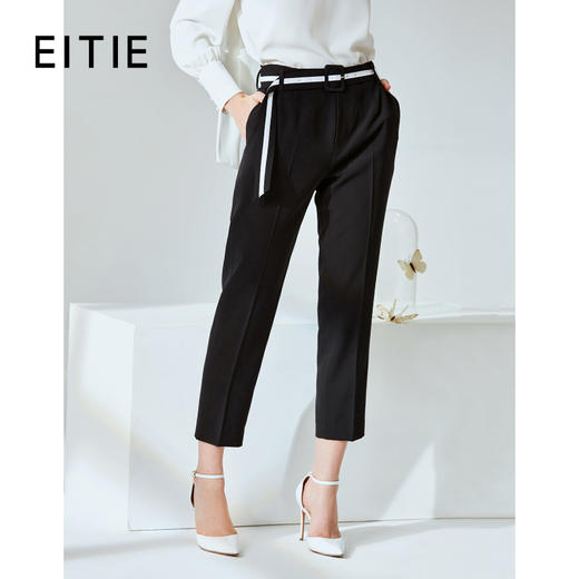 下架-EITIE爱特爱春季新款通勤职业纯色直筒裤九分裤女裤显瘦百搭A2005411 商品图0