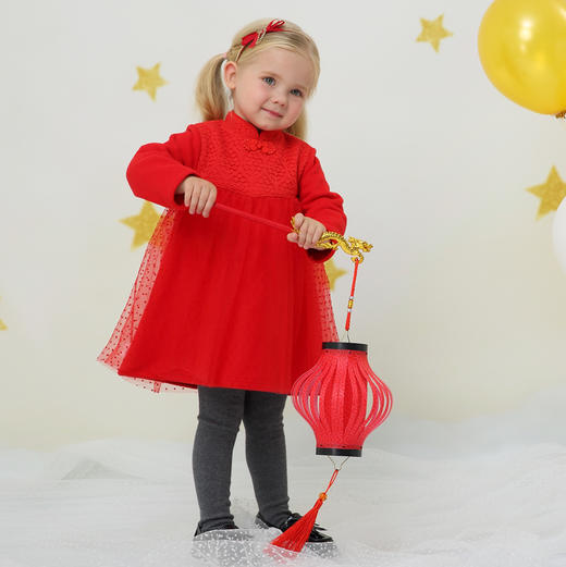 棉果果秋冬季女童小毛圈连衣裙M422700419747 商品图0