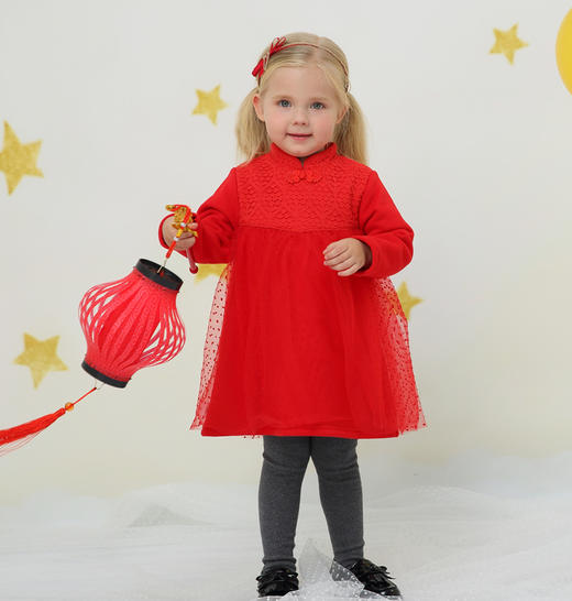 棉果果秋冬季女童小毛圈连衣裙M422700419747 商品图1