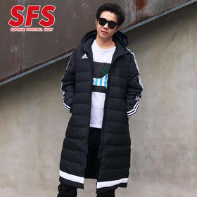 SFS阿迪达斯正品冬季新款运动连帽防风保暖长款足球羽绒服 AA6885