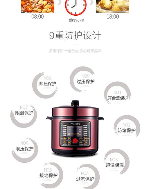 HYUNDAI/现代 电饭煲QC-YL519D（双胆）一锅两用、多功能、自动保温、智能预约JPY带授权招加盟代理 商品图10