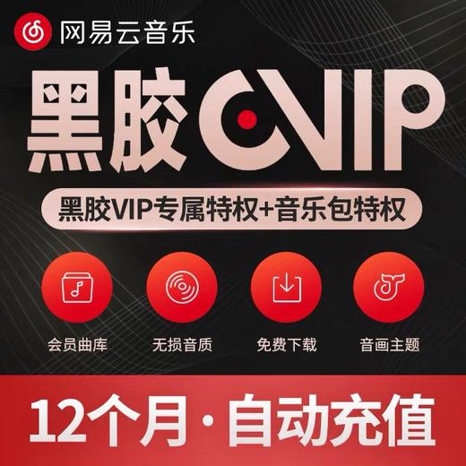 【单笔订单购买数量为1，请勿叠加下单】网易云音乐黑胶VIP会员12个月直充 自动充值 商品图0