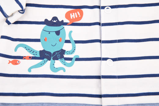 棉果果夏季男童海军风对开哈衣连体衣连身衣哈衣领结可拆卸 M212722220306 商品图6